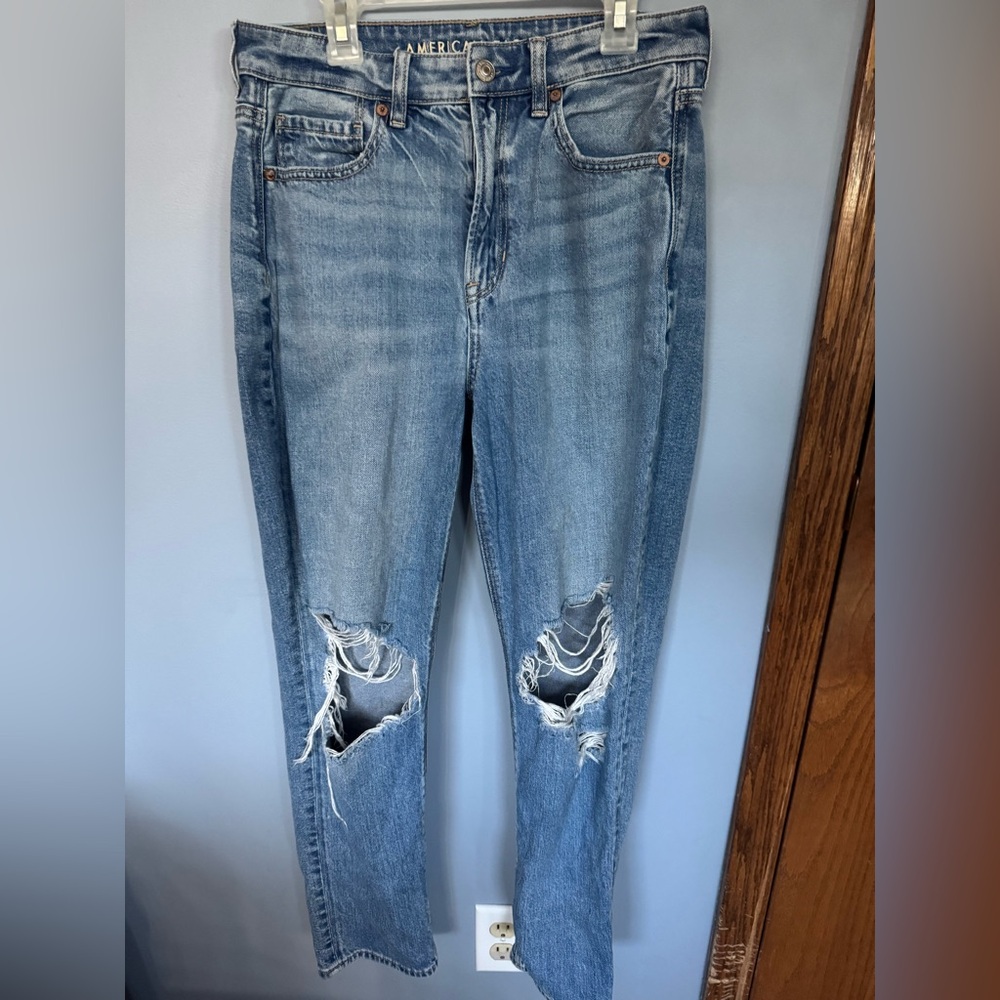 American Eagle Outfitters Ripped Blue Boyfriend Jeans